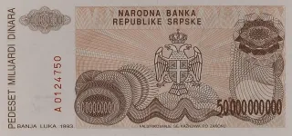 Bosnia and Herzegovina 50,000,000,000 Dinara, 1993 P-160 reverse